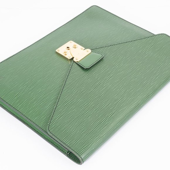LOUIS VUITTON Green Epi Leather Clutch Bag M54455 Senator Case - Picture 12 of 12